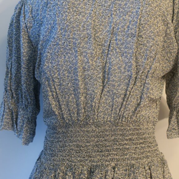 Womens Notes Du Nord Green, Blue Floral Short Sleeve Blouse 38 EUR/US 8 - Picture 8 of 9